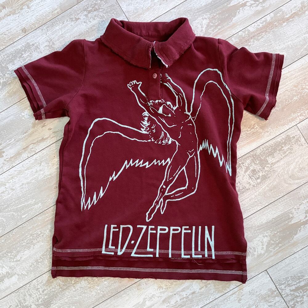Kids Medium Made In USA Led Zeplin Shirt Union Jack Logo Grayado Apparel Co